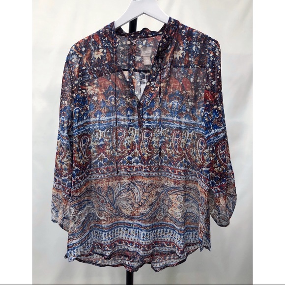 Chico's Indie Garden Paisley Print Blouse - Picture 7 of 15